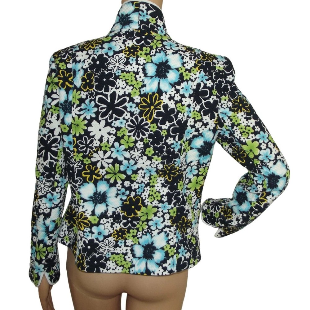 Requirements Jacket Size 12 Floral Zip Front Quilted Jacket turquoise blue green - Picture 10 of 12